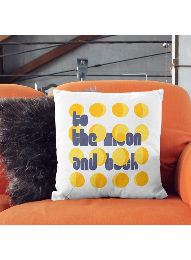 Moon Back Quote Themed Decorative Throw Pillow White/Blue/Yellow 40x40cm - Image 2