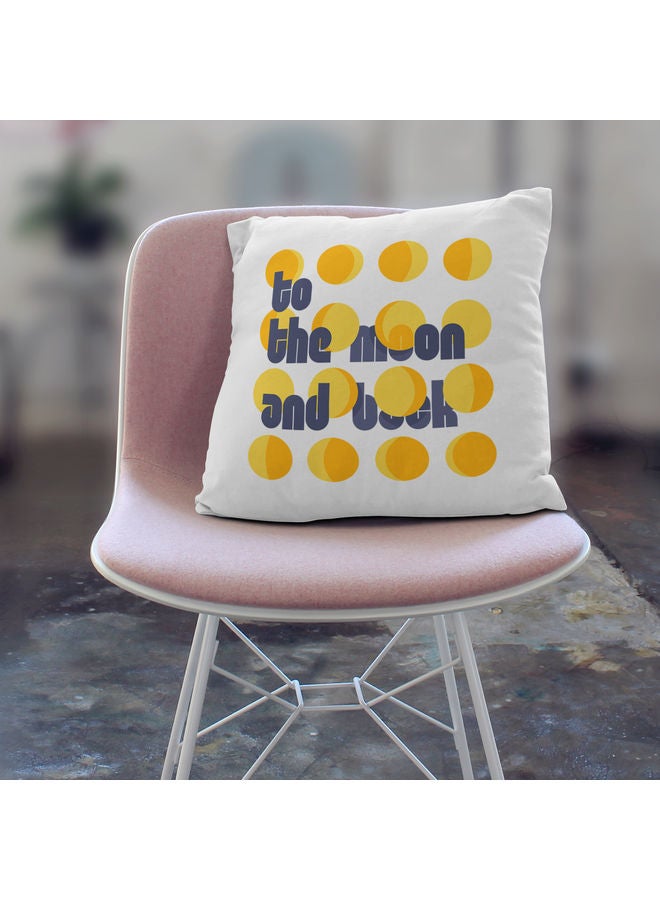 Moon Back Quote Themed Decorative Throw Pillow White/Blue/Yellow 40x40cm - Image 3