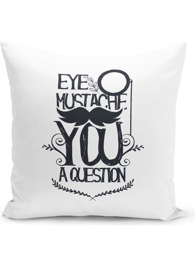 Eye Mustache You Question Design Decorative Throw Pillow White/Black - Image 1