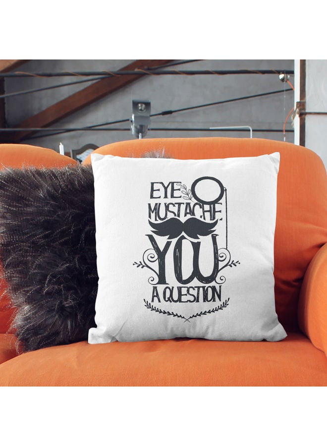 Eye Mustache You Question Design Decorative Throw Pillow White/Black - Image 2