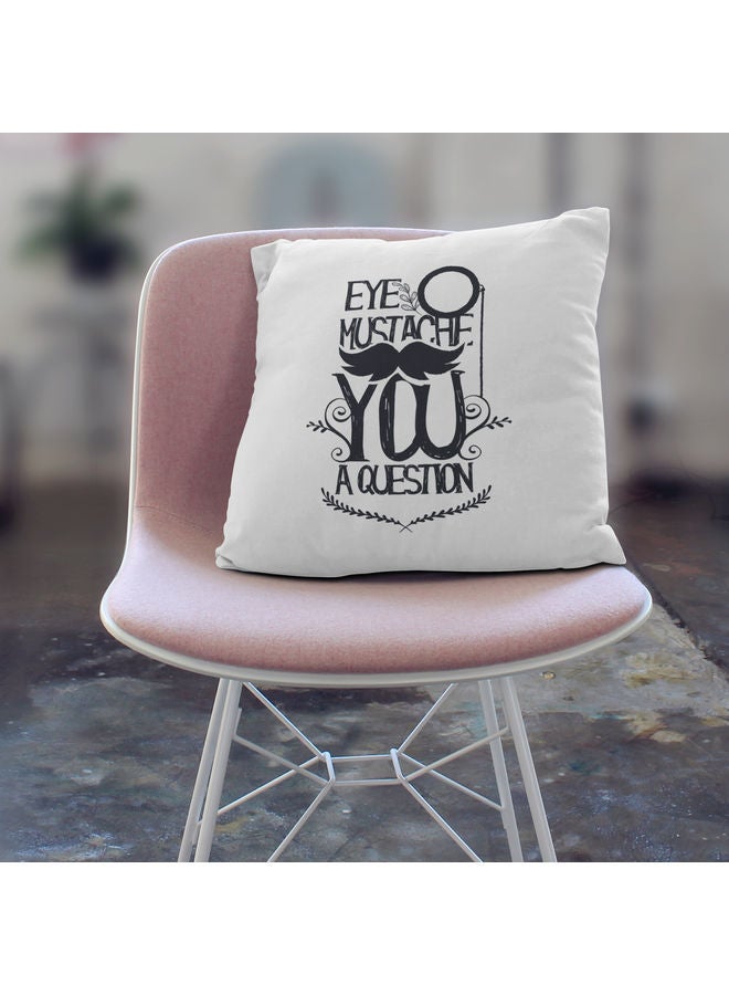 Eye Mustache You Question Design Decorative Throw Pillow White/Black - Image 3