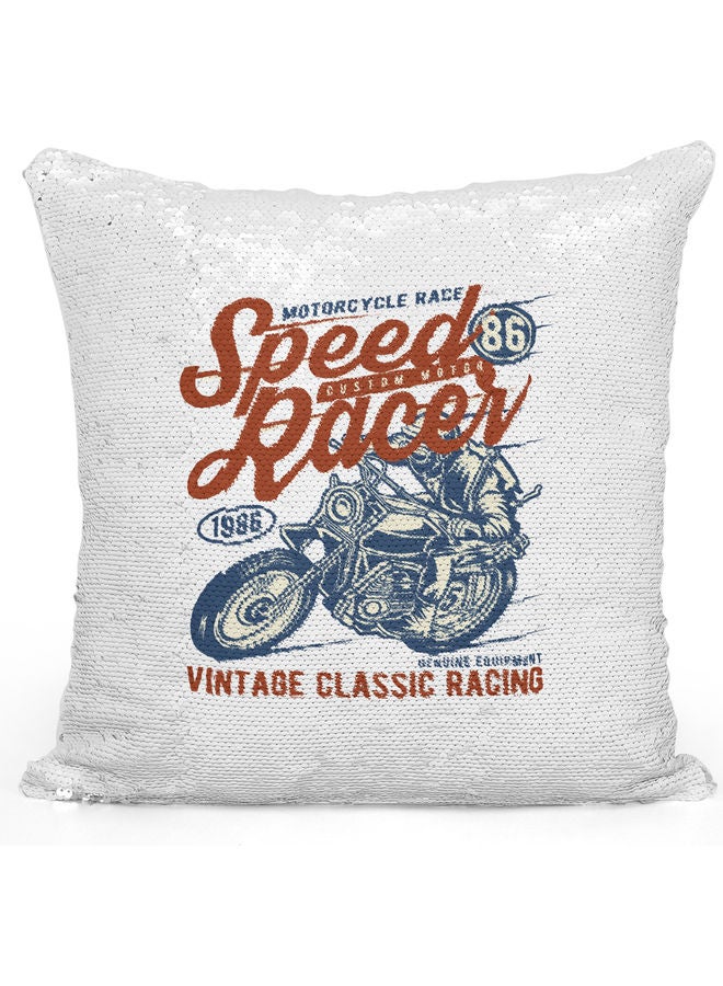 Speed Racer Quote Sequin Pillow Multicolour - Image 1