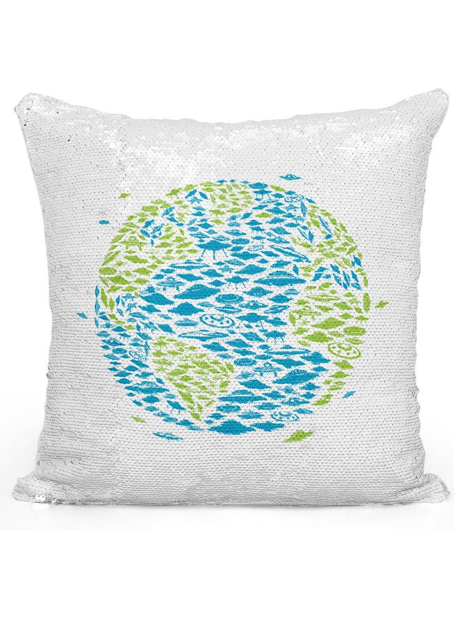 Printed Decorative Pillow White/Blue/Green