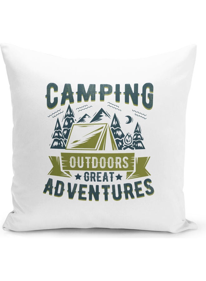 Camping Ideas Themed Decorative Throw Pillow White/Blue/Green 40x40cm - Image 1