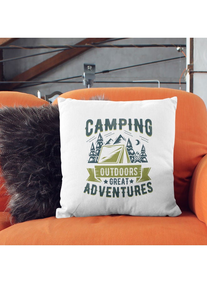 Camping Ideas Themed Decorative Throw Pillow White/Blue/Green 40x40cm - Image 2