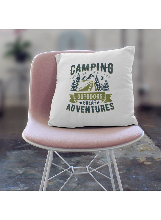 Camping Ideas Themed Decorative Throw Pillow White/Blue/Green 40x40cm - Image 3