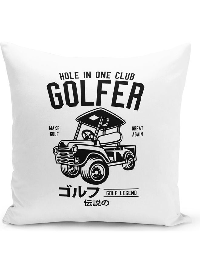 Golfer Design Decorative Pillow White/Black - Image 1