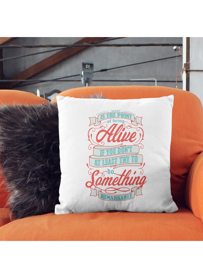 What Is The Point Quote  Themed Decorative Throw Pillow White/Red/Blue 40x40cm - Image 2