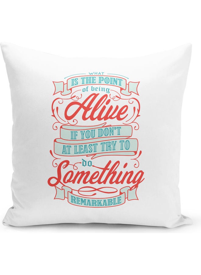 What Is The Point Quote  Themed Decorative Throw Pillow White/Red/Blue 40x40cm - Image 1