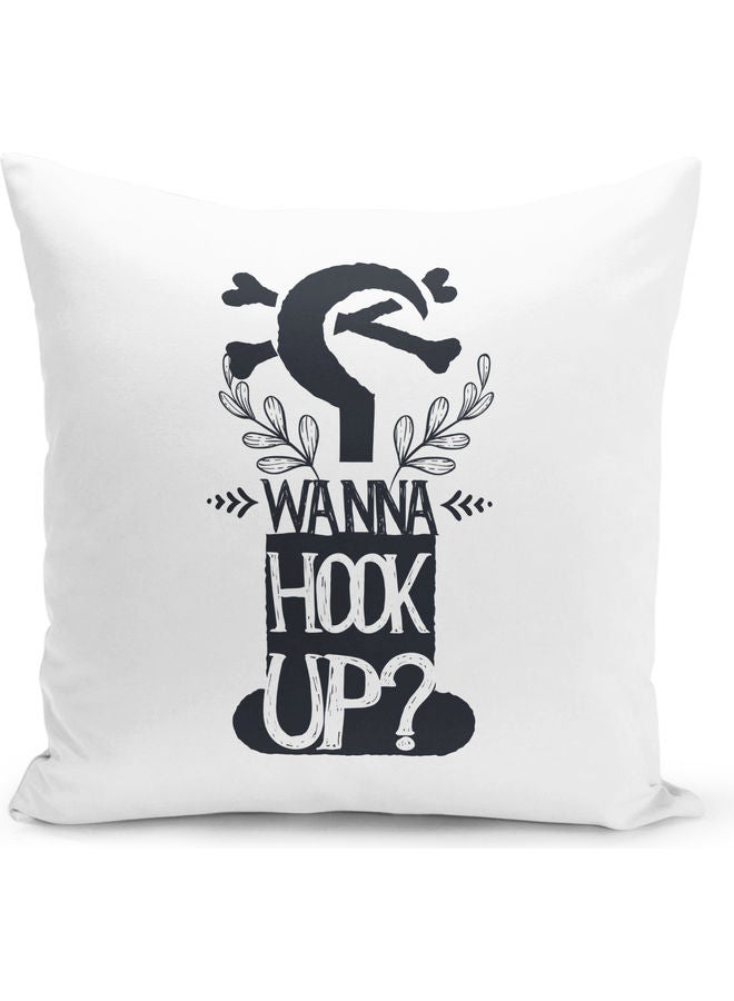 Wanna Hook Up Design Decorative Pillow White/Black - Image 1