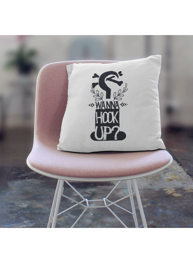 Wanna Hook Up Design Decorative Pillow White/Black - Image 2