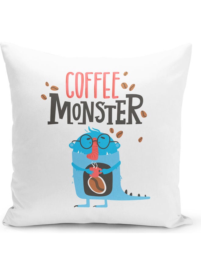 وسادة زينة مُزينة بطبعة عليها عبارة "Coffee Monster" متعدد الألوان - Image 1