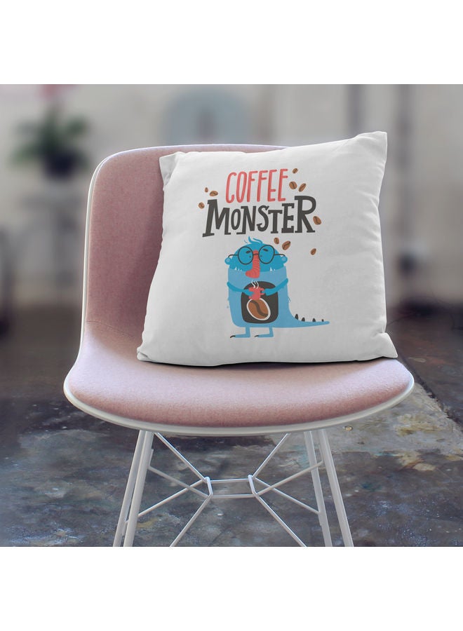 وسادة زينة مُزينة بطبعة عليها عبارة "Coffee Monster" متعدد الألوان - Image 2