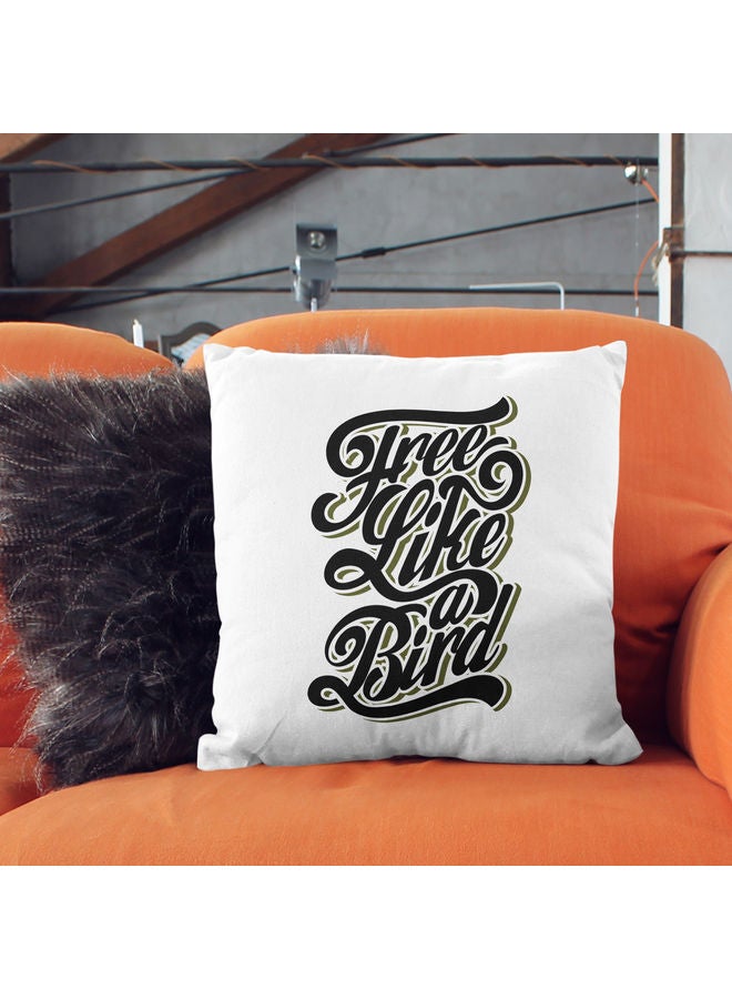 Free Like A Bird Printed Decorative Throw Pillow White/Black/Green 40x40cm - Image 2