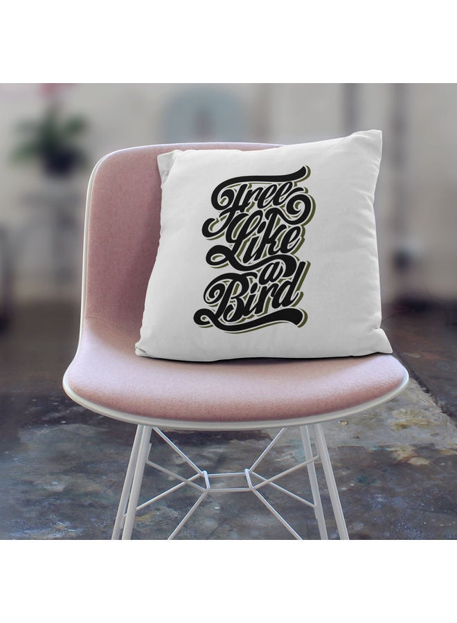 Free Like A Bird Printed Decorative Throw Pillow White/Black/Green 40x40cm - Image 3