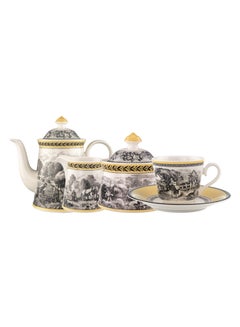 Villeroy & Boch 15-Piece Audun Ferme Tea Set White/Black/Gold  - Image 1