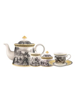 Villeroy & Boch 15-Piece Audun Ferme Tea Set White/Black/Gold  - Image 1