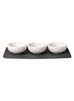Villeroy & Boch 4-Piece Moon Dip Bowl With Tray Set White/Black  - Image 1