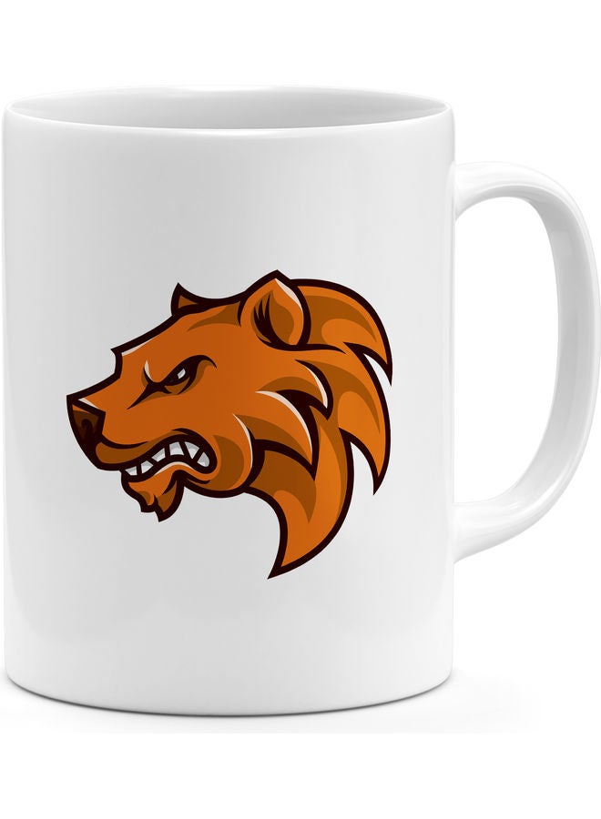 مج قهوة بتصميم "Sports Mascot Brown" أبيض/ بني - Image 1