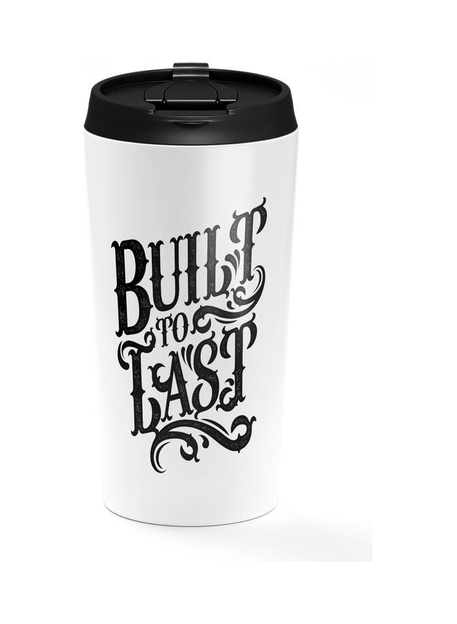 كوب من الستانلس ستيل بطبعة عبارة مقتبسة "Built To Last" مزود بغطاء متعدد الألوان - Image 1