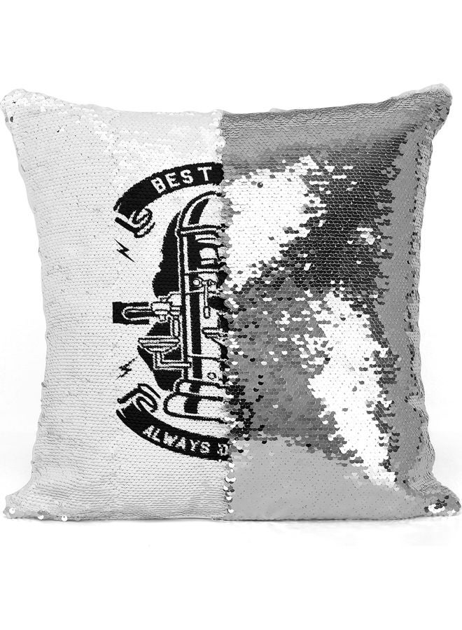 Best Coffee Sequin Decorative Throw Pillow White/Black/Silver 40x40cm - Image 3