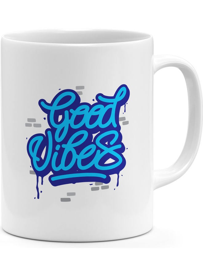 Good Vibes Coffee Mug White/Blue - Image 1
