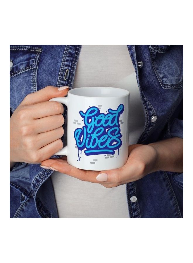 Good Vibes Coffee Mug White/Blue - Image 3