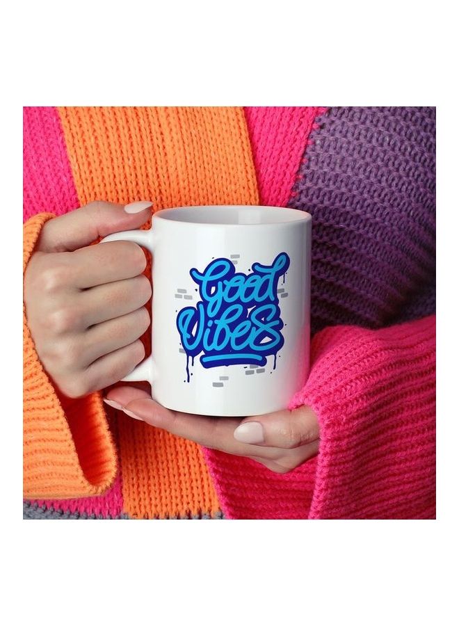 Good Vibes Coffee Mug White/Blue - Image 2