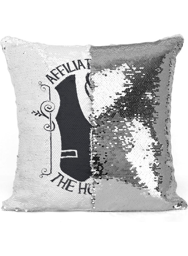 Affiliation Sequin Decorative Throw Pillow White/Black/Silver 40x40cm - Image 3