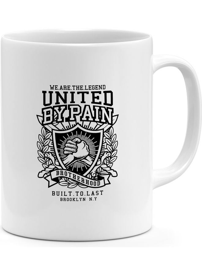 United By Pain Quote Coffee Mug White/Black - Image 1