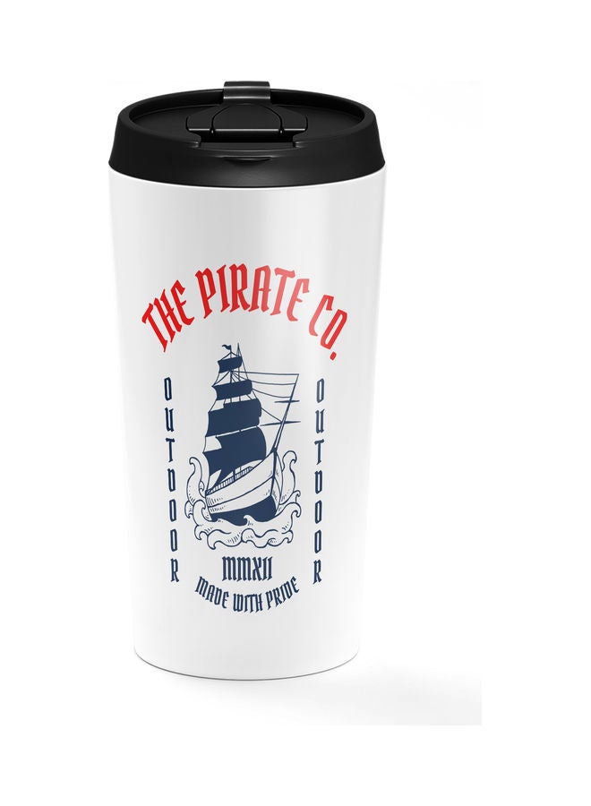 Double-Wall Stainless Steel Printed Tumbler with Lid White - Image 1