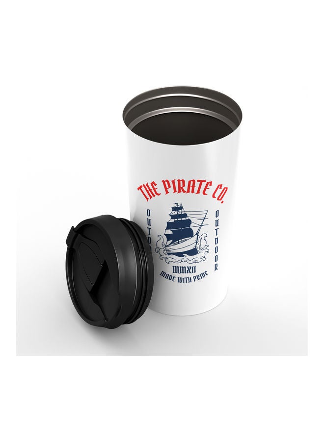 Double-Wall Stainless Steel Printed Tumbler with Lid White - Image 2