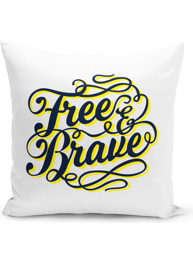 وسادة زينة للديكور بطبعة عبارة "Free And Brave" متعدد الألوان - Image 1