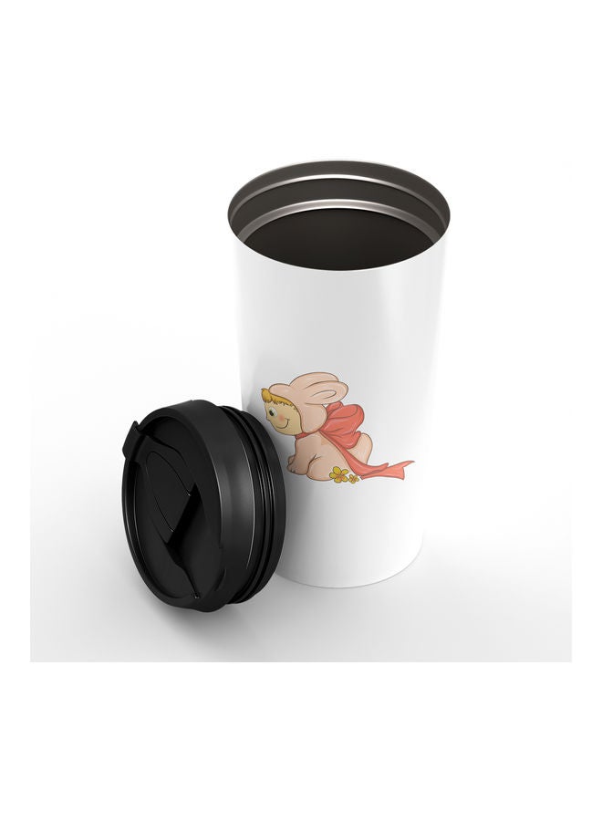 Double-Wall Stainless Steel Printed Tumbler with Lid White - Image 2