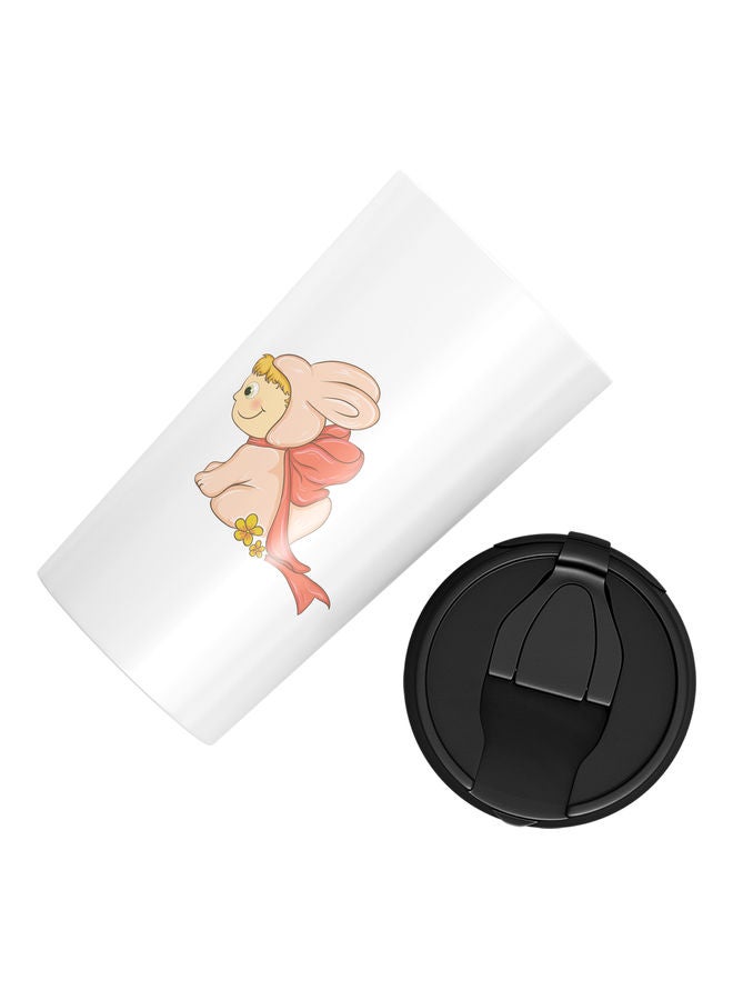 Double-Wall Stainless Steel Printed Tumbler with Lid White - Image 3