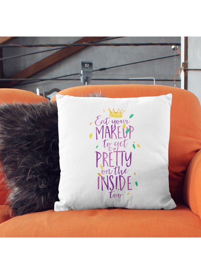Pretty Inside Themed Decorative Throw Pillow White/Green/Yellow 40x40cm - Image 2