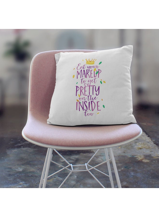 Pretty Inside Themed Decorative Throw Pillow White/Green/Yellow 40x40cm - Image 3