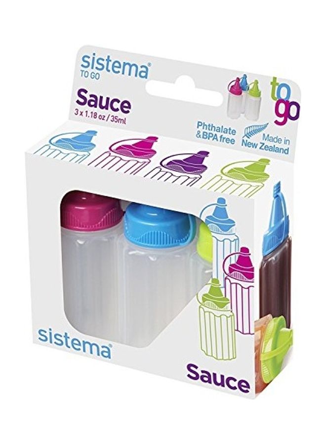 sistema 3-Piece Plastic Sauce Bottle Multicolour 10 x 3.5 x 8.5cm 