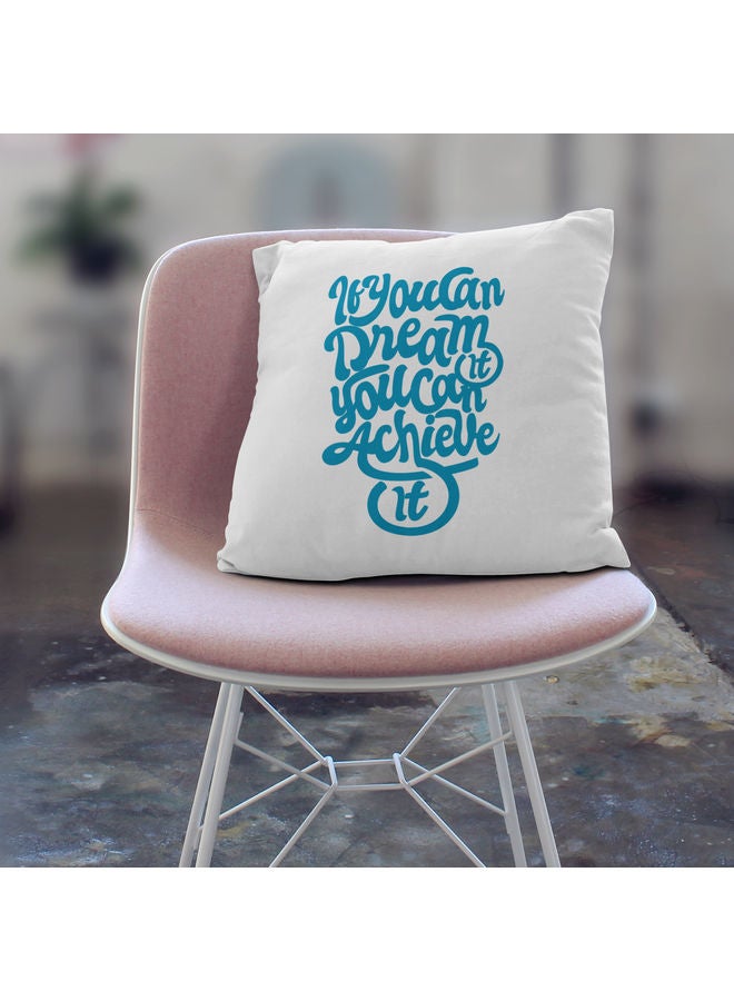You Can Dream Quote Printed Decorative Throw Pillow White/Blue 40x40cm - Image 3