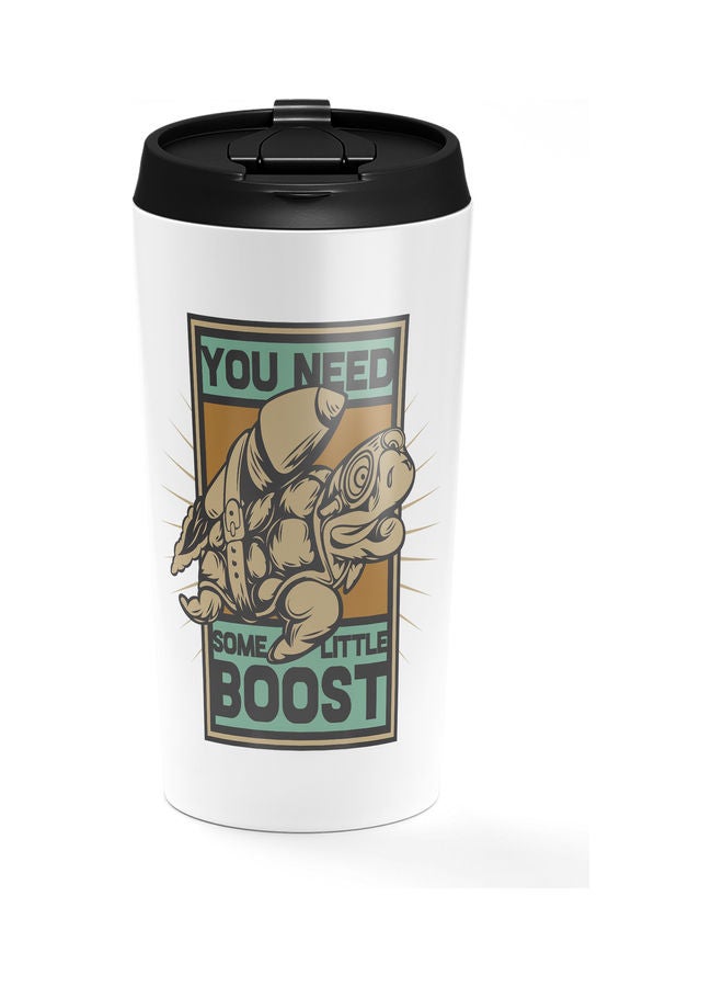 كوب من الستانلس ستيل مطبوع عليه عبارة "You Need To Boost" ومزود بغطاء متعدد الألوان - Image 1