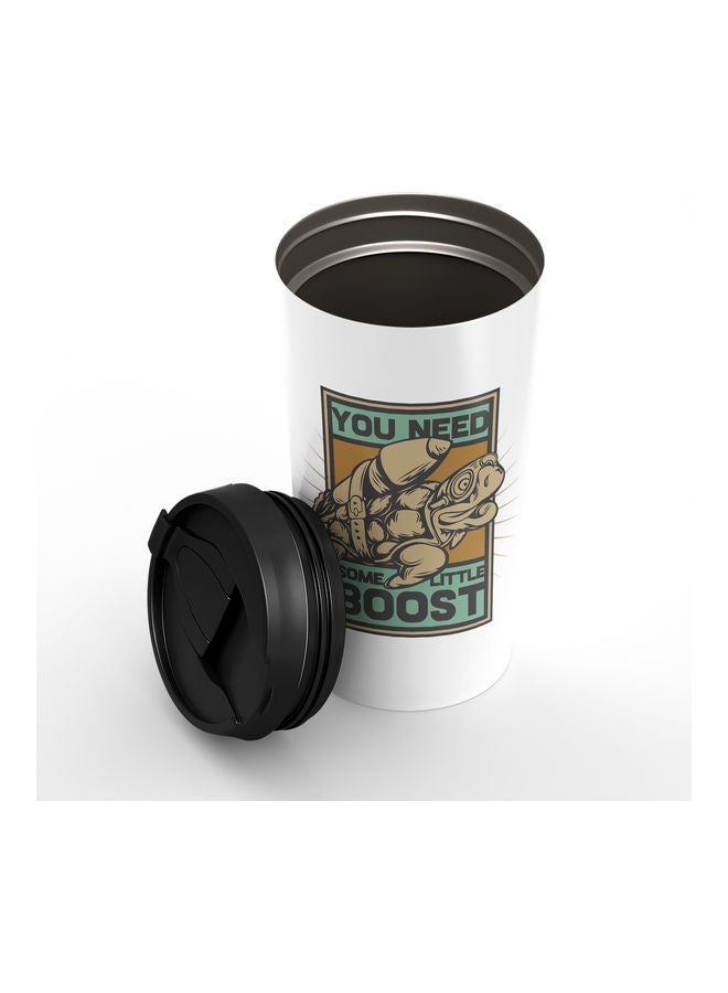 كوب من الستانلس ستيل مطبوع عليه عبارة "You Need To Boost" ومزود بغطاء متعدد الألوان - Image 2