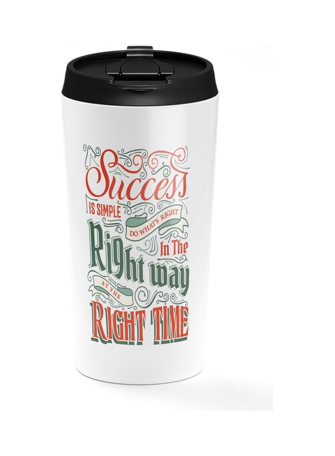Double-Wall Stainless Steel Printed Tumbler with Lid White - Image 1