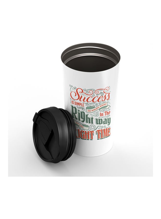 Double-Wall Stainless Steel Printed Tumbler with Lid White - Image 2