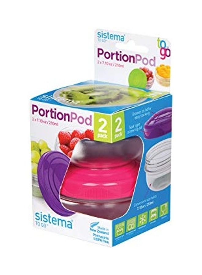 sistema Pack Of 2 Portion Pod Box Multicolour 210ml