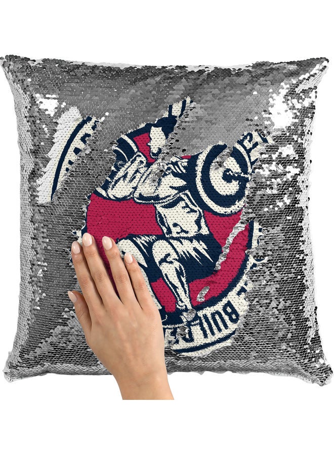 Hardcore Lifter Club Sequin Decorative Throw Pillow White/Black/Silver 40x40cm - Image 2
