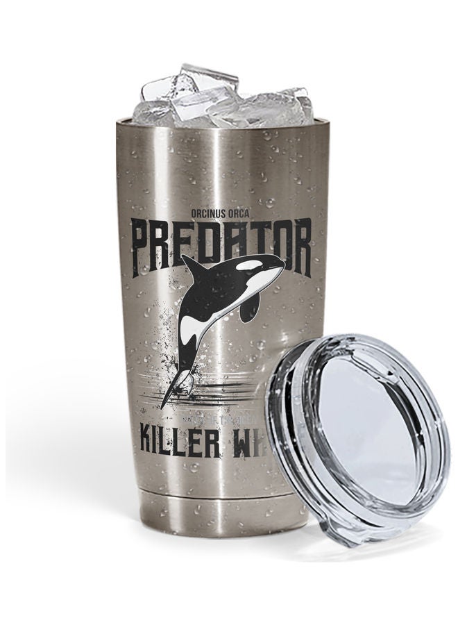 Killer Whale Design Stainless Steel Tumbler With Lid Multicolour - Image 2