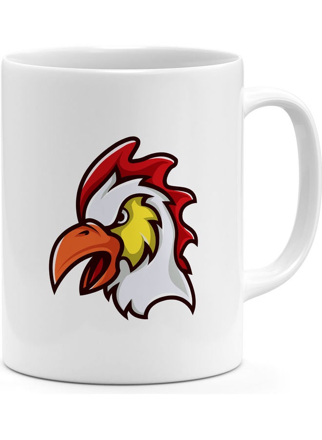 Angry Chicken Printed Coffee Mug White/Red/Orange  - Image 1