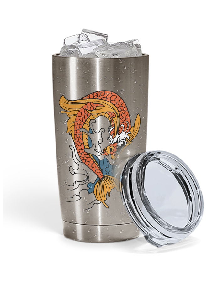 Year Of Dragon Fish Stainless Steel Tumbler With Lid Multicolour - Image 2