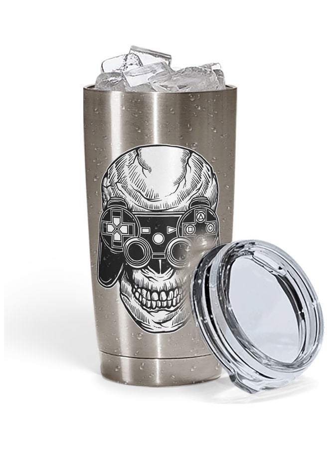 Old PS Controller Skull Stainless Steel Tumbler With Lid Multicolour  - Image 2
