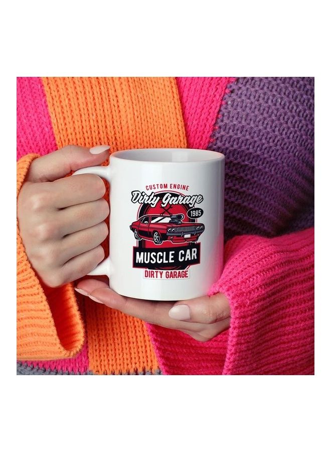 Dirty Garage Printed Coffee Mug White/Red/Black - Image 2